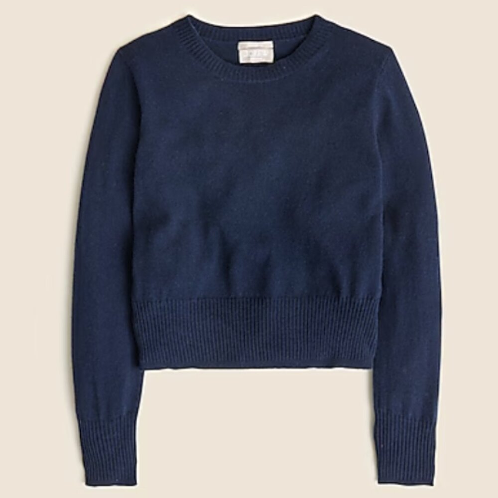 J. Crew cashmere shrunken crewneck sweater, M, navy